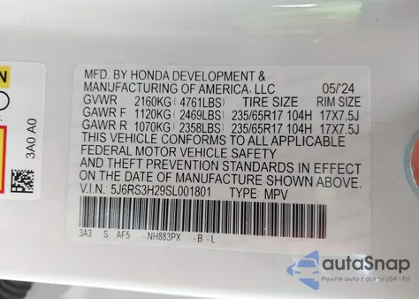 2025 Honda Cr-V Lx 2Wd z USA, uszkodzony, nr VIN 5J6RS3H29SL001801